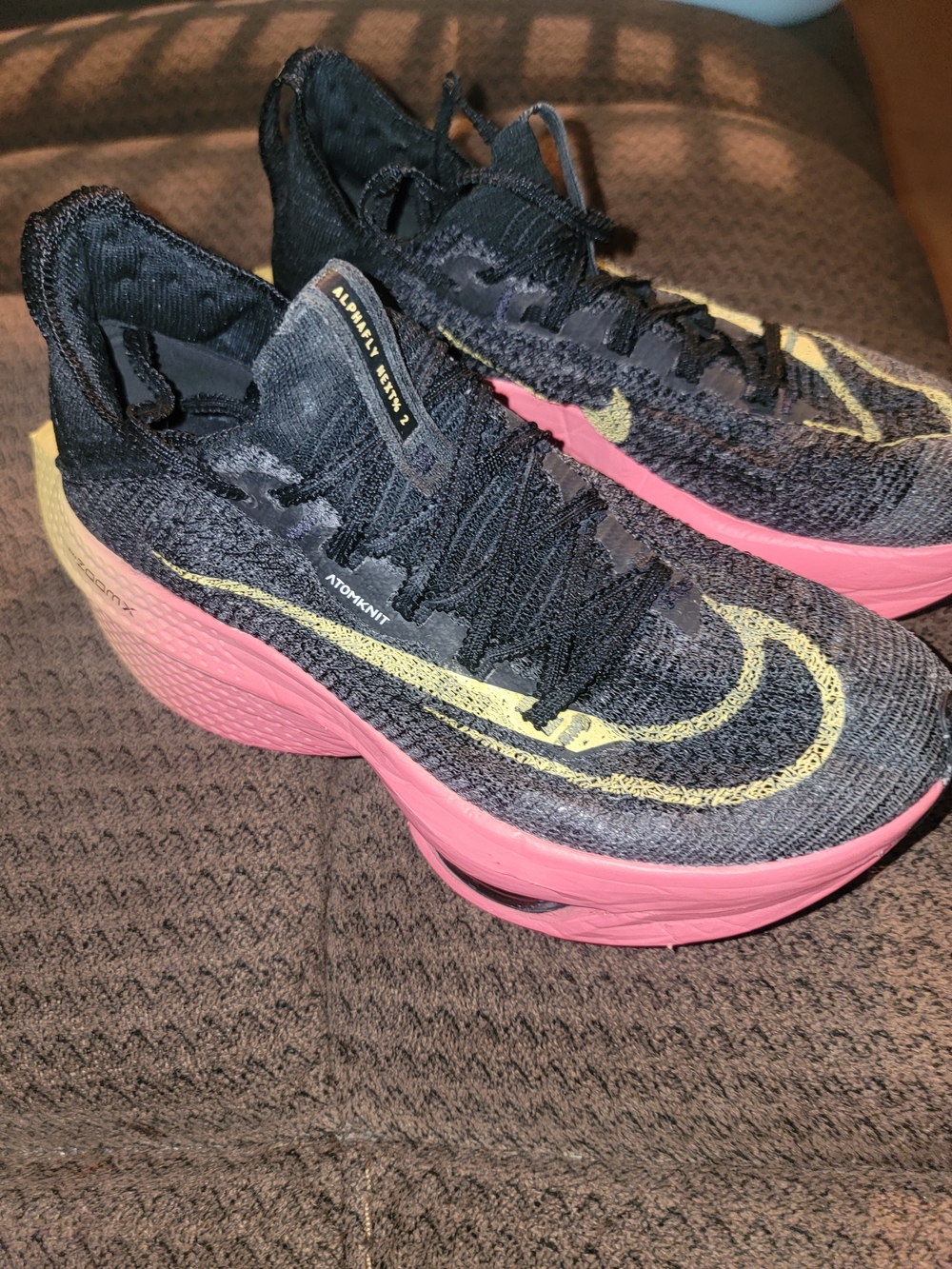 NIKE ALPHAFLY 2 running shoes — Black, Pink & Yellow accent